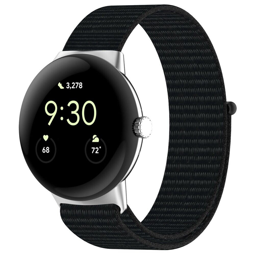 Strap-it Google Pixel Watch 3 - 41mm nylon bandje (zwart)