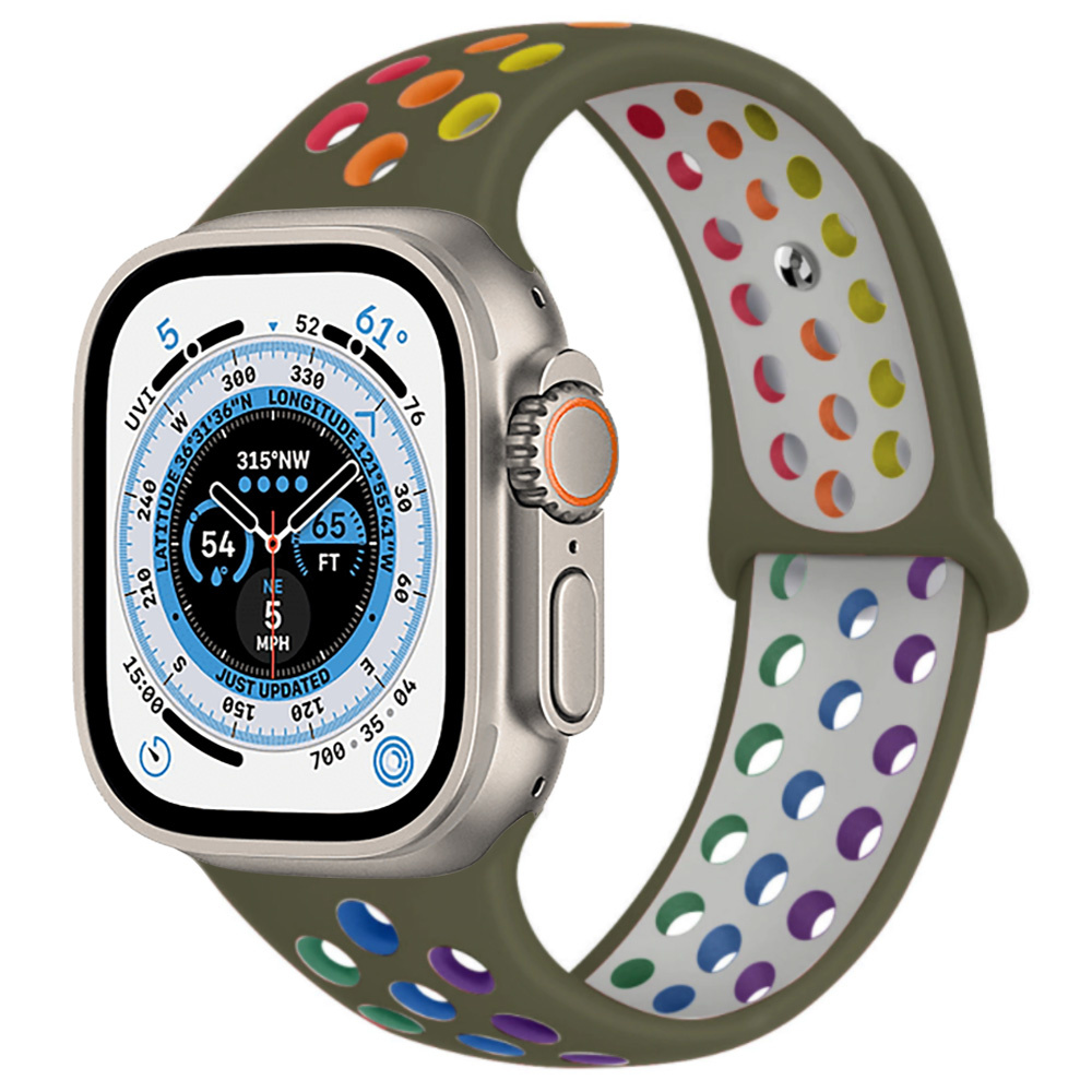 Strap-it Apple Watch Ultra sport+ band (kleurrijk olijfgroen)