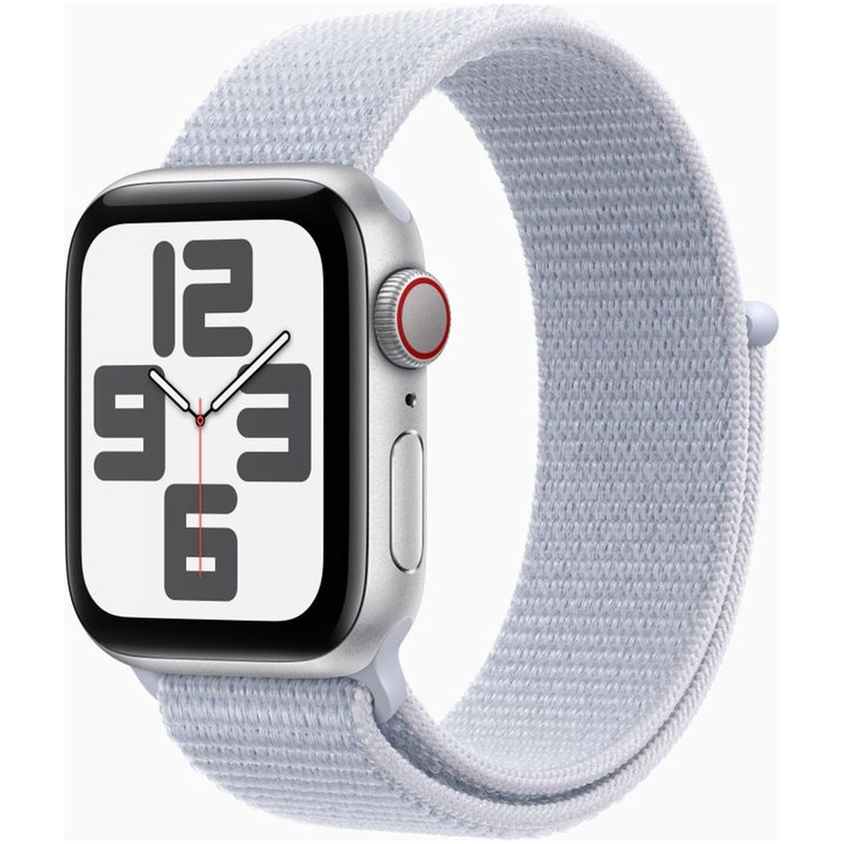 Apple Watch SE GPS + Cellular 44mm Aluminium Case met Blue Cloud Sport Loop Smartwatch Zilver