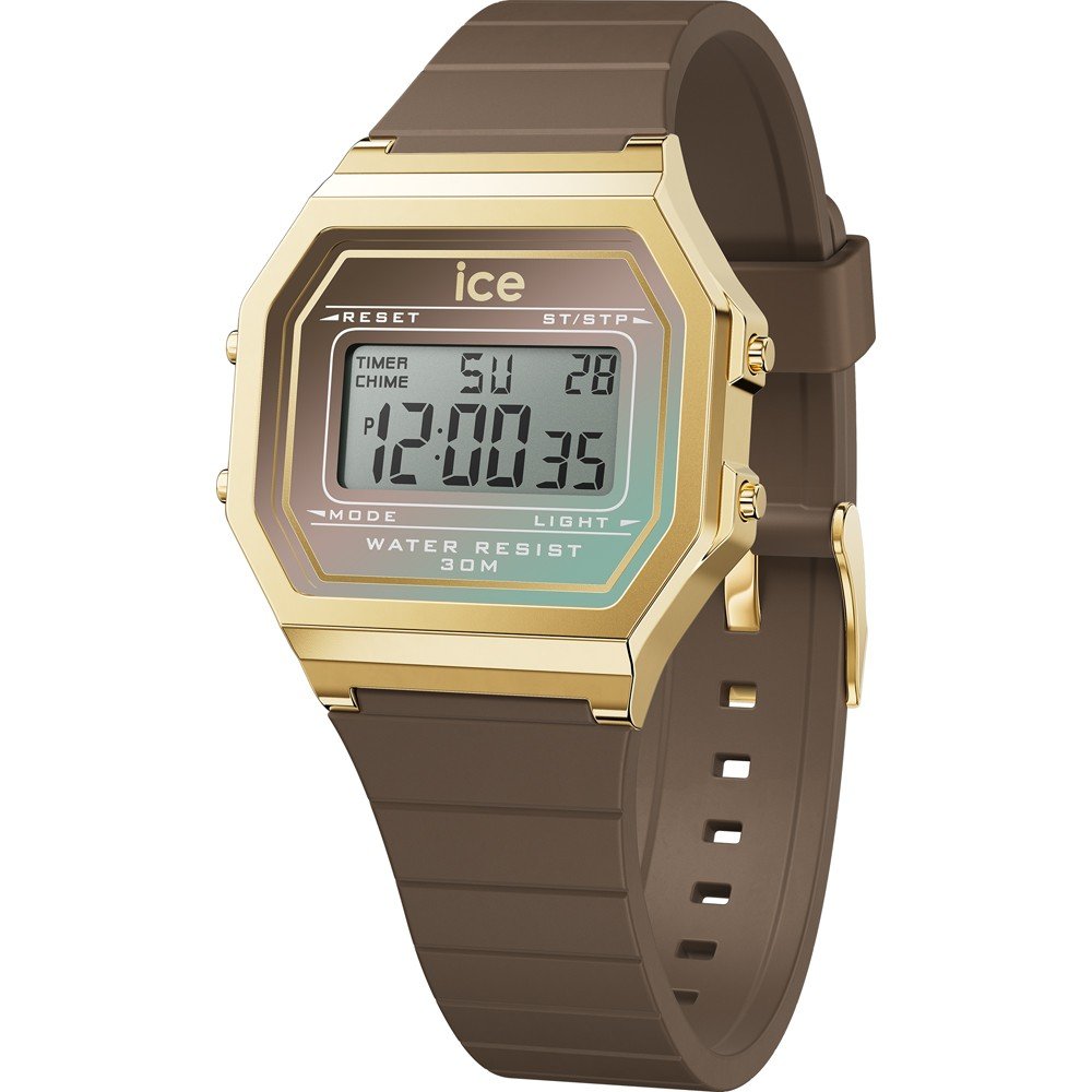 Ice-watch Chronograaf ICE digit retro sunset - Small Quartzhorloge, polshorloge, dameshorloge, digitaal, siliconen armband, stopwatchfunctie