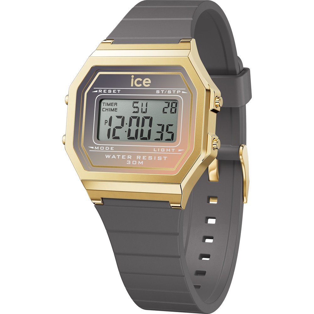 Ice-watch Chronograaf ICE digit retro sunset - Small Quartzhorloge, polshorloge, dameshorloge, digitaal, siliconen armband, stopwatchfunctie