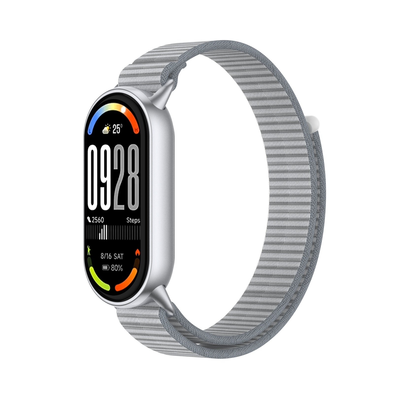 Strap-it Xiaomi Smart Band 9 modern nylon band (grijs)