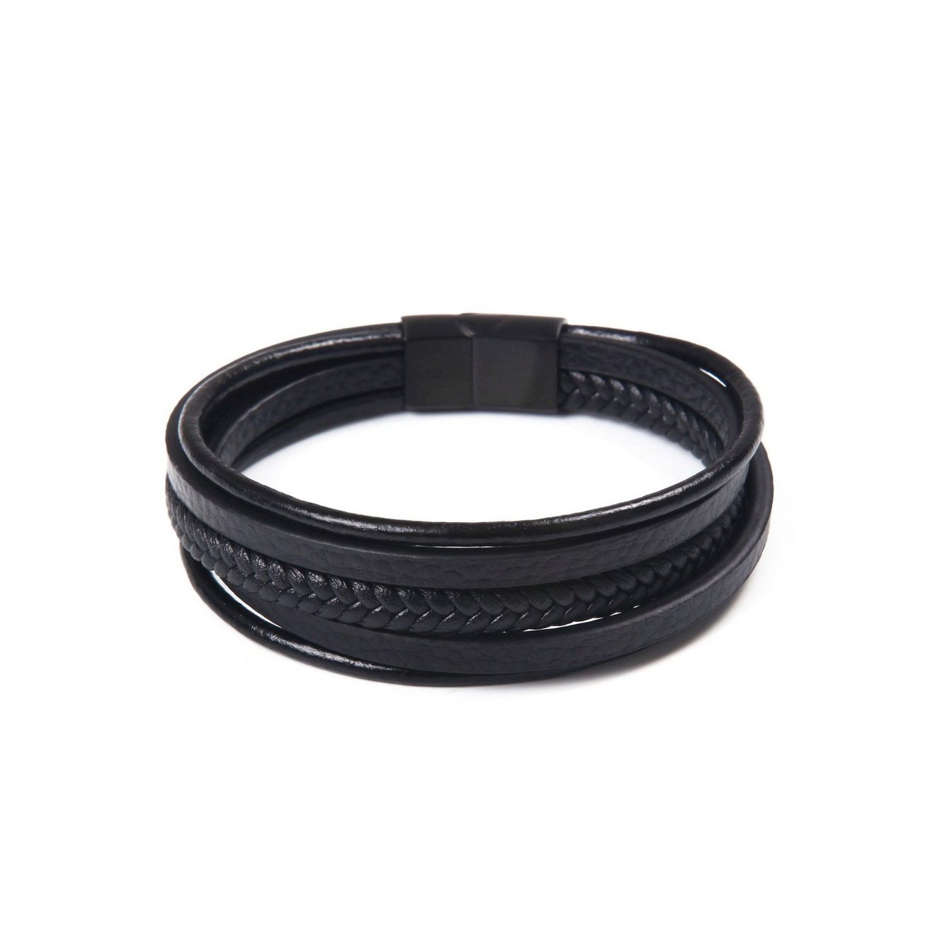 Firetti Leren armband In mannelijk design, meerrijig, gedeeltelijk gevlochten