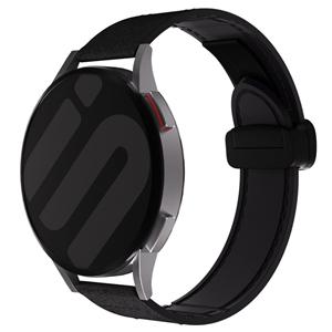 Strap-it Amazfit Balance 2 leren bandje met D-buckle (zwart)