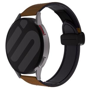 Strap-it Amazfit Balance 2 leren bandje met D-buckle (donkerbruin)