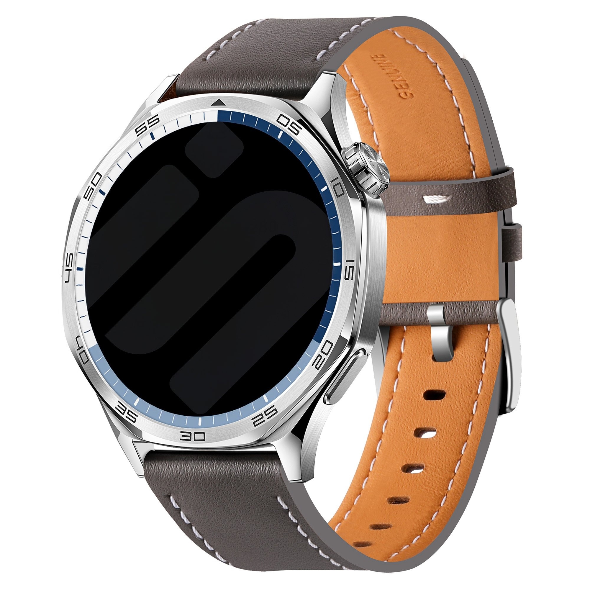 Strap-it Amazfit Balance 2 'one push' leren bandje (grijs)
