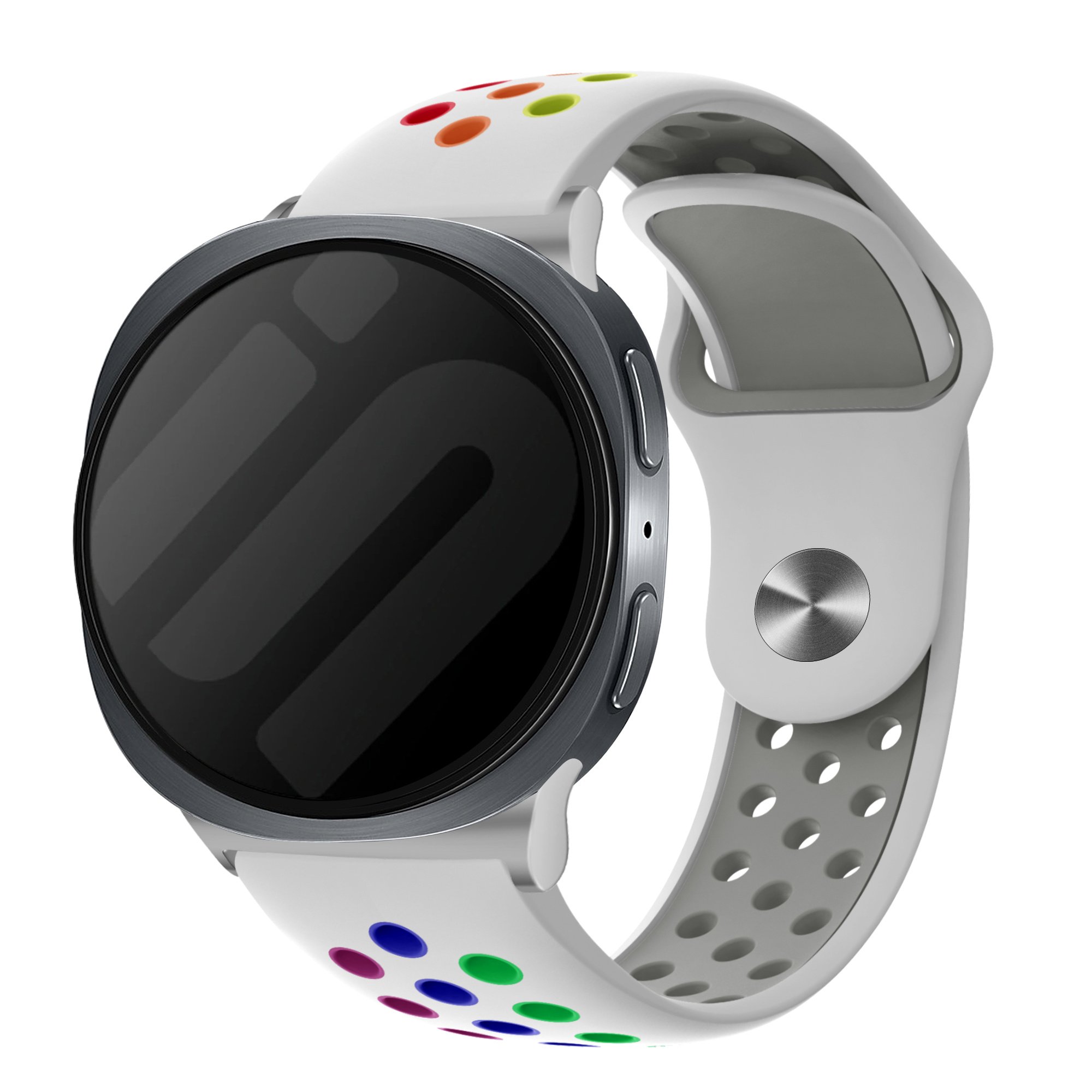 Strap-it Samsung Galaxy Watch 8 - 40mm sport bandje (wit/kleurrijk)