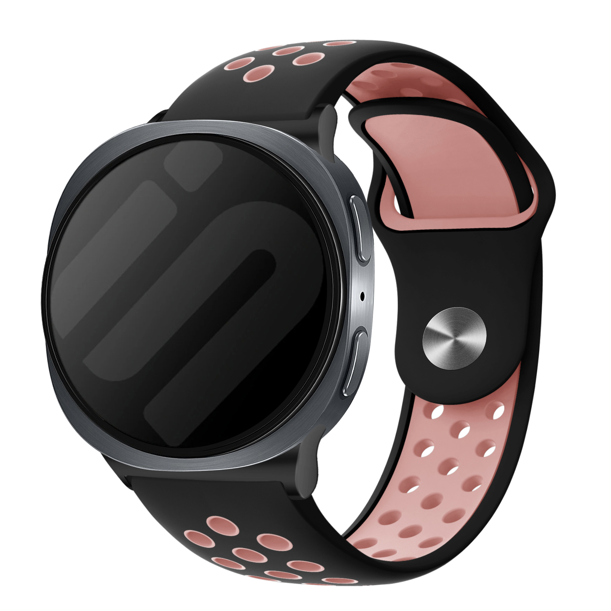 Strap-it Samsung Galaxy Watch 8 Classic sport bandje (zwart/roze)