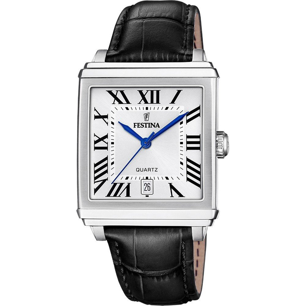 Festina Kwartshorloge On The Square Horloge, herenhorloge, dameshorloge, leren band, datum