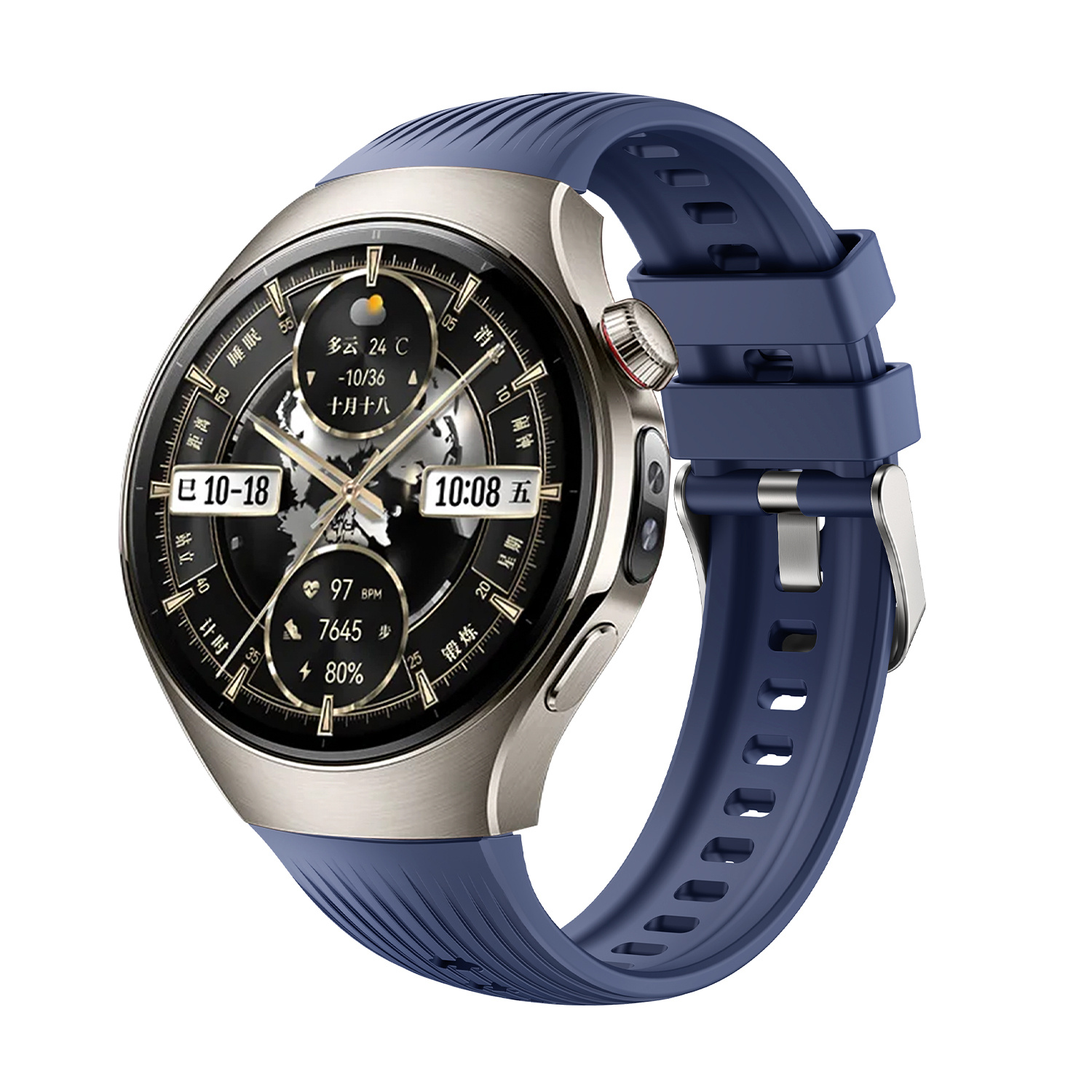 Strap-it Huawei Watch 5 - 46mm siliconen bandje 'perfect fit' (donkerblauw)