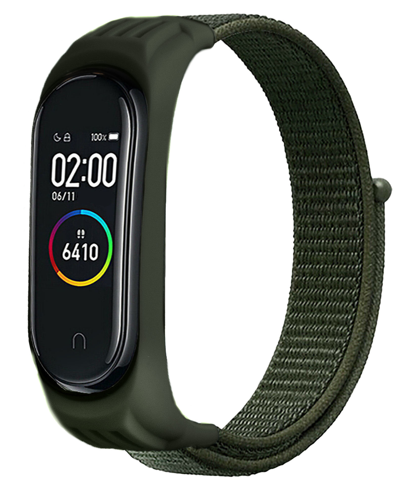 Strap-it Xiaomi Mi Band 5 nylon bandje (legergroen)