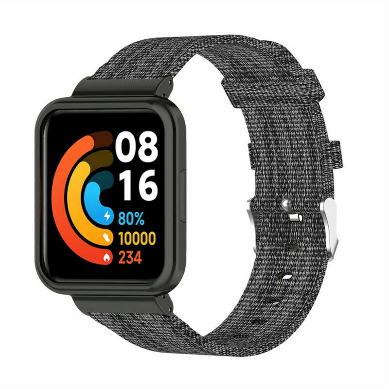 Strap-it Redmi Watch 2 Lite nylon gesp bandje (grijs)