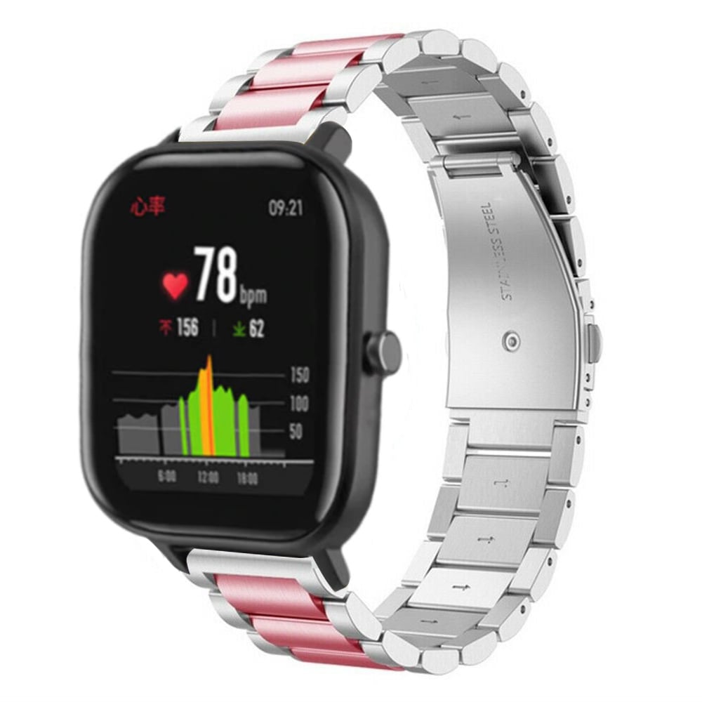 Strap-it Xiaomi Amazfit GTS stalen band (zilver/roze)