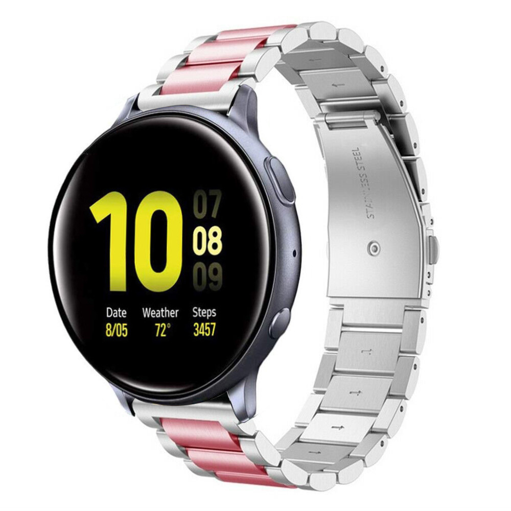 Strap-it Samsung Galaxy Watch Active stalen band (zilver/roze)