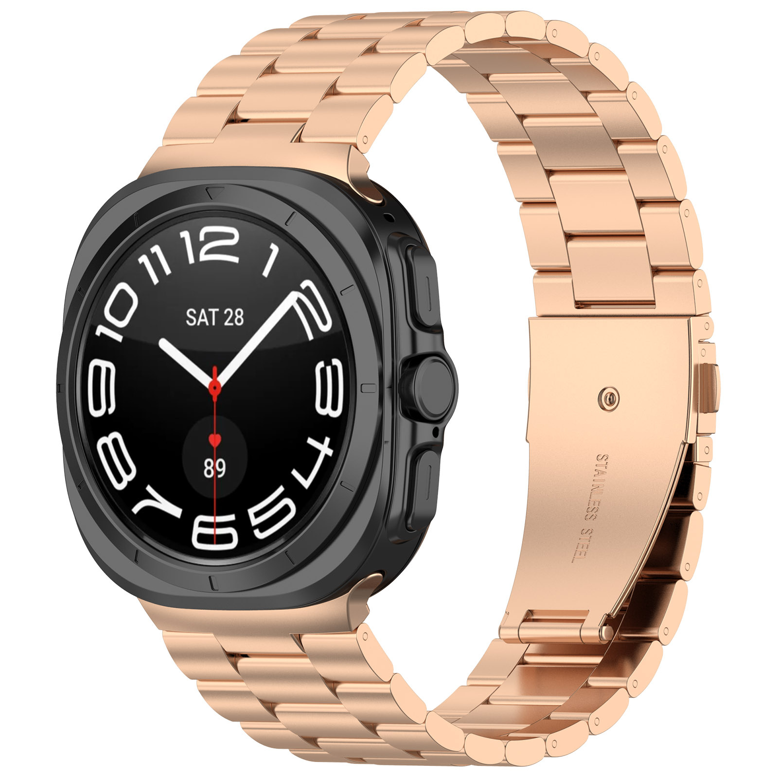 Strap-it Samsung Galaxy Watch Ultra stalen band (rosé goud)