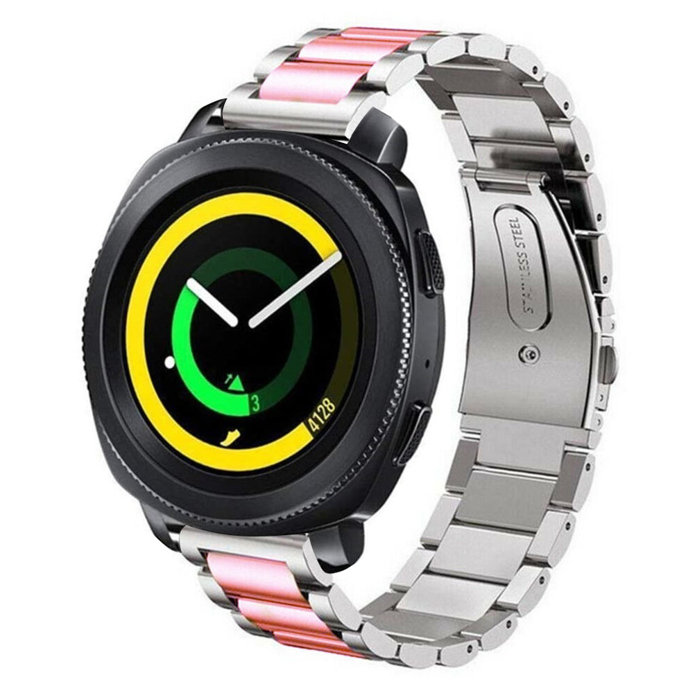 Strap-it Samsung Gear Sport stalen band (zilver/roze)