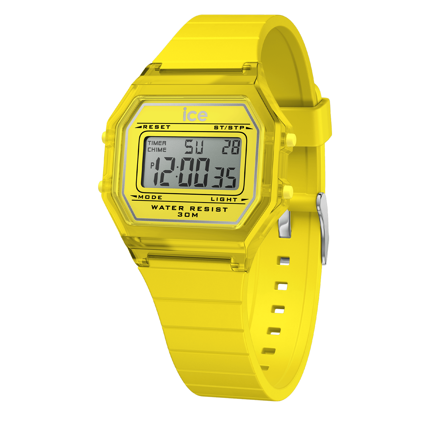Ice-watch Chronograaf ICE digit retro - Clear - Small Armbandhorloge, quartz, dameshorloge, siliconen armband, datum, digitaal