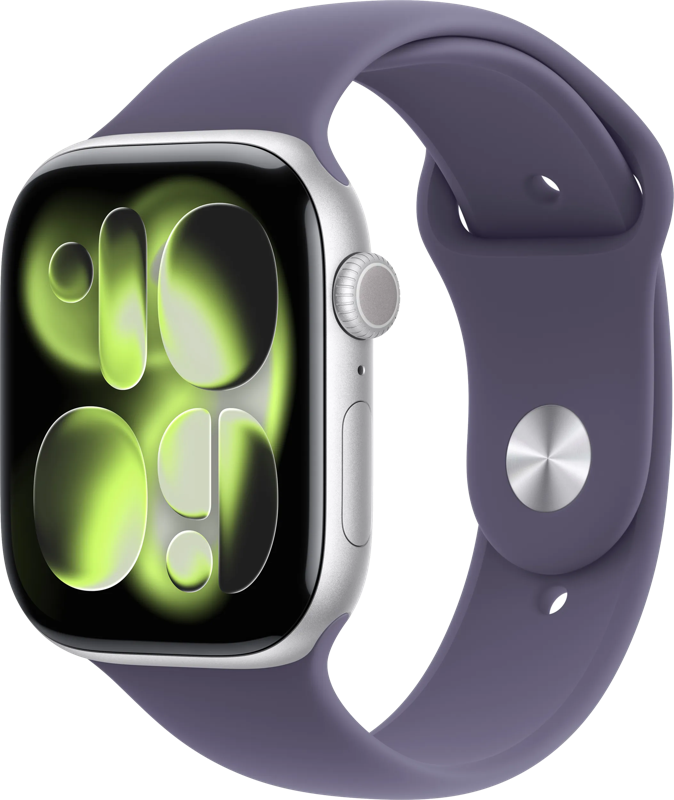 Apple Watch Series 11 46mm Zilver Sportband S/M
