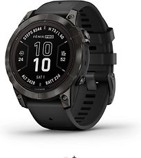 Garmin Fenix 7 Pro 47mm koolstofgrijs met een zwart siliconen polsband [Wi-Fi, Sapphire Solar Edition] - refurbished