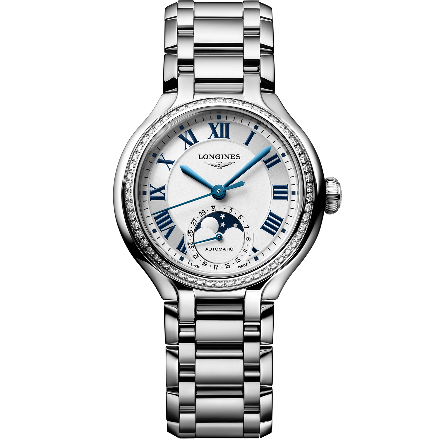 Longines primaluna moonphase met diamant 34mm l81260716