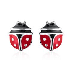 Meisjes oorbellen lieveheersbeestje in 925 sterling zilver
