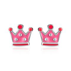 Stud oorbellen kroon voor meisjes in sterling zilver