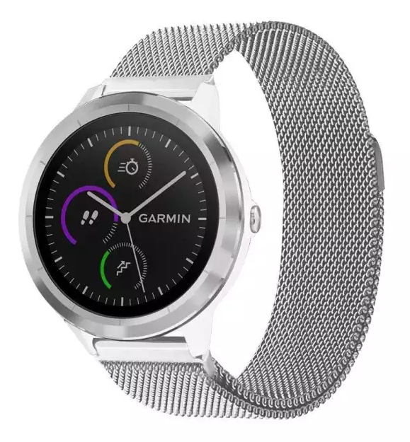 Garmin Vivomove 3s Milanese band - 39mm - zilver - bandbreedte 18mm