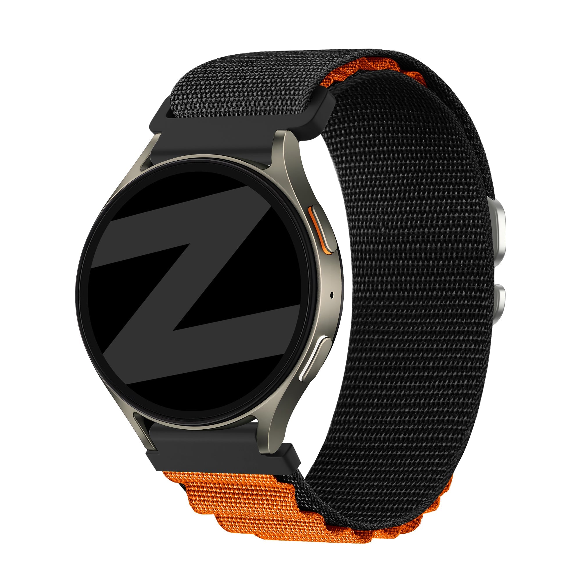 Bandz Withings Steel HR - 40mm Alpine nylon band (zwart/oranje)