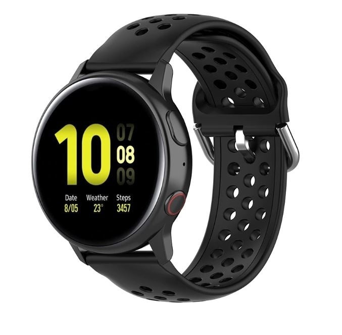 Samsung Galaxy Watch 41mm / 42mm siliconen bandje met gaatjes (zwart)
