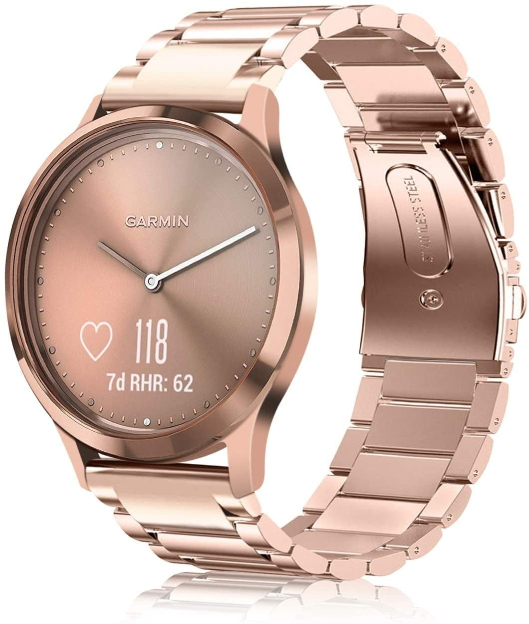 Garmin Vivomove 3s stalen band - 39mm - rosé goud