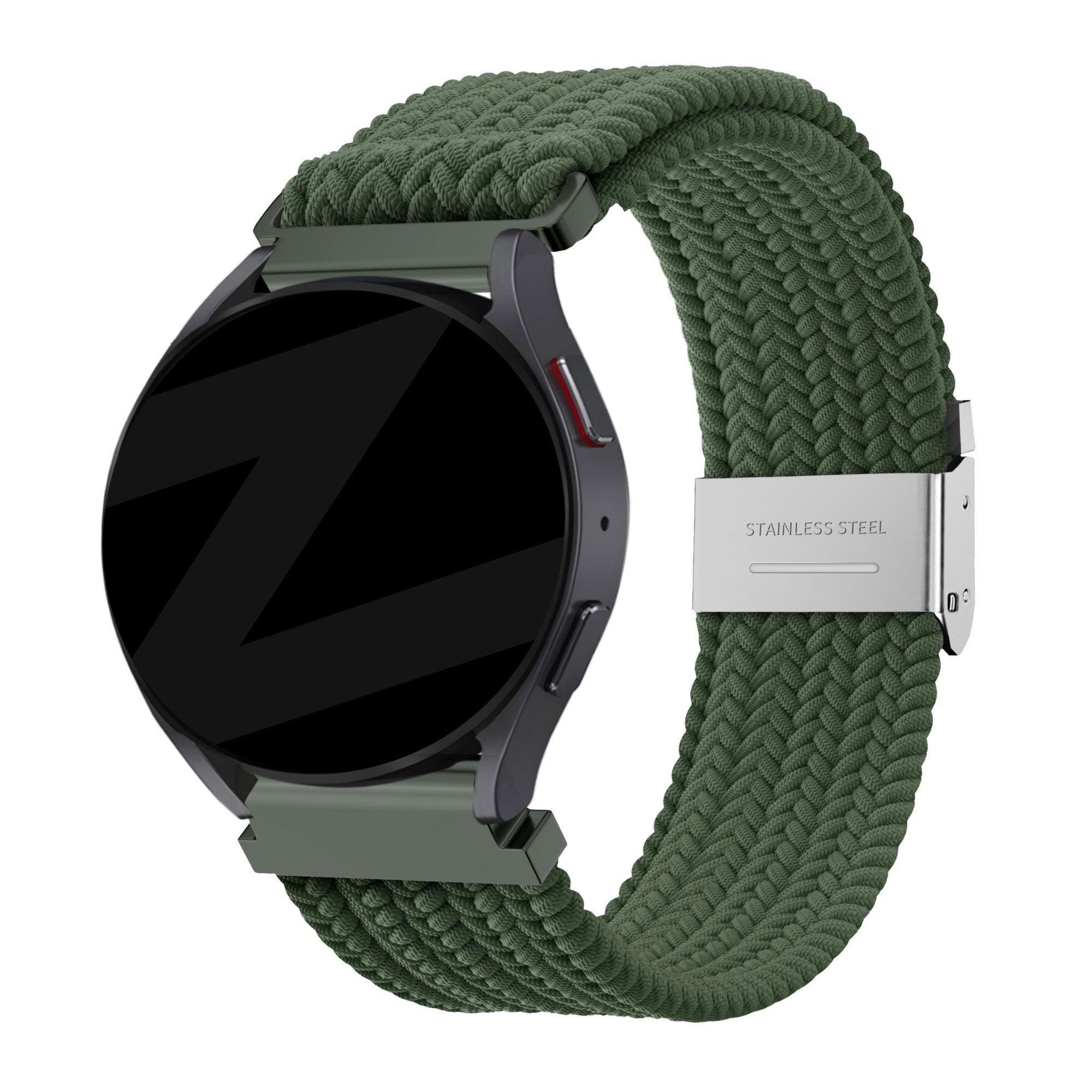 Bandz Coros Apex 42mm gevlochten nylon band (olijfgroen)