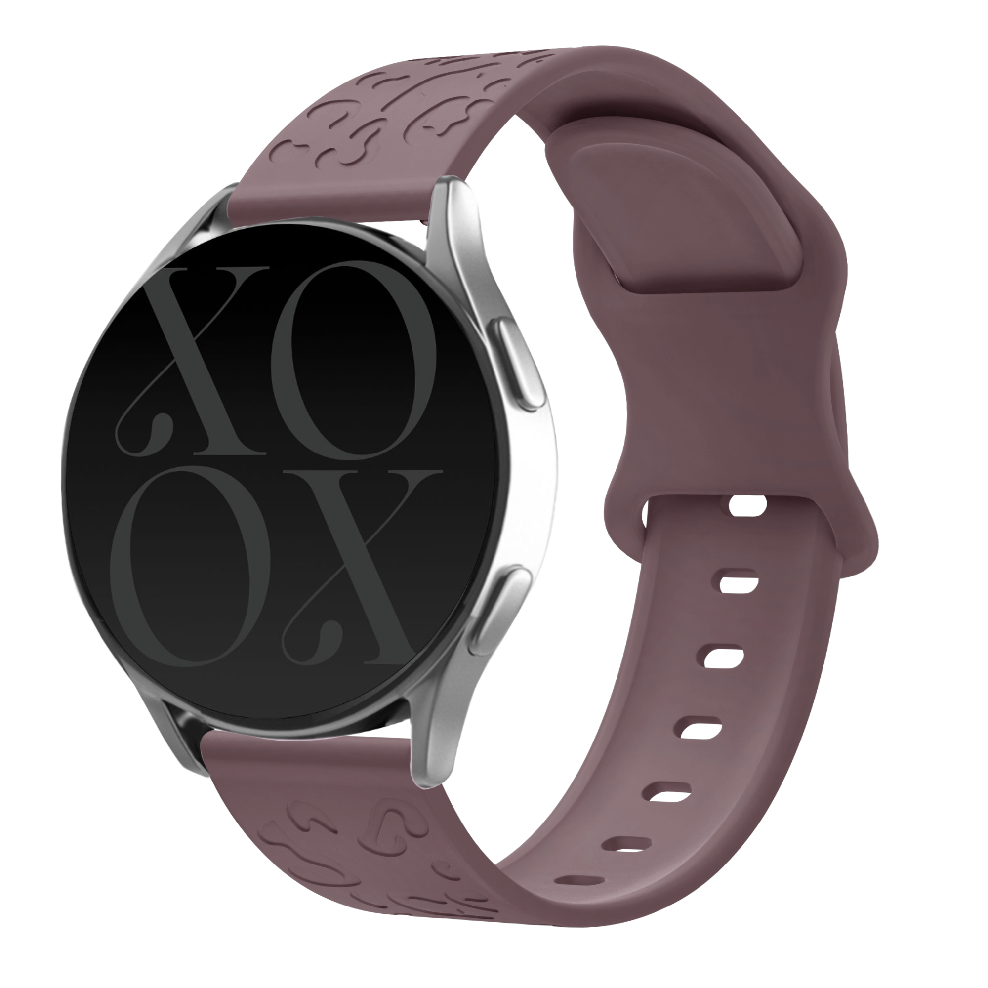 xoxo Wildhearts Universeel 20mm siliconen bandje Leopard Print (berry paars)