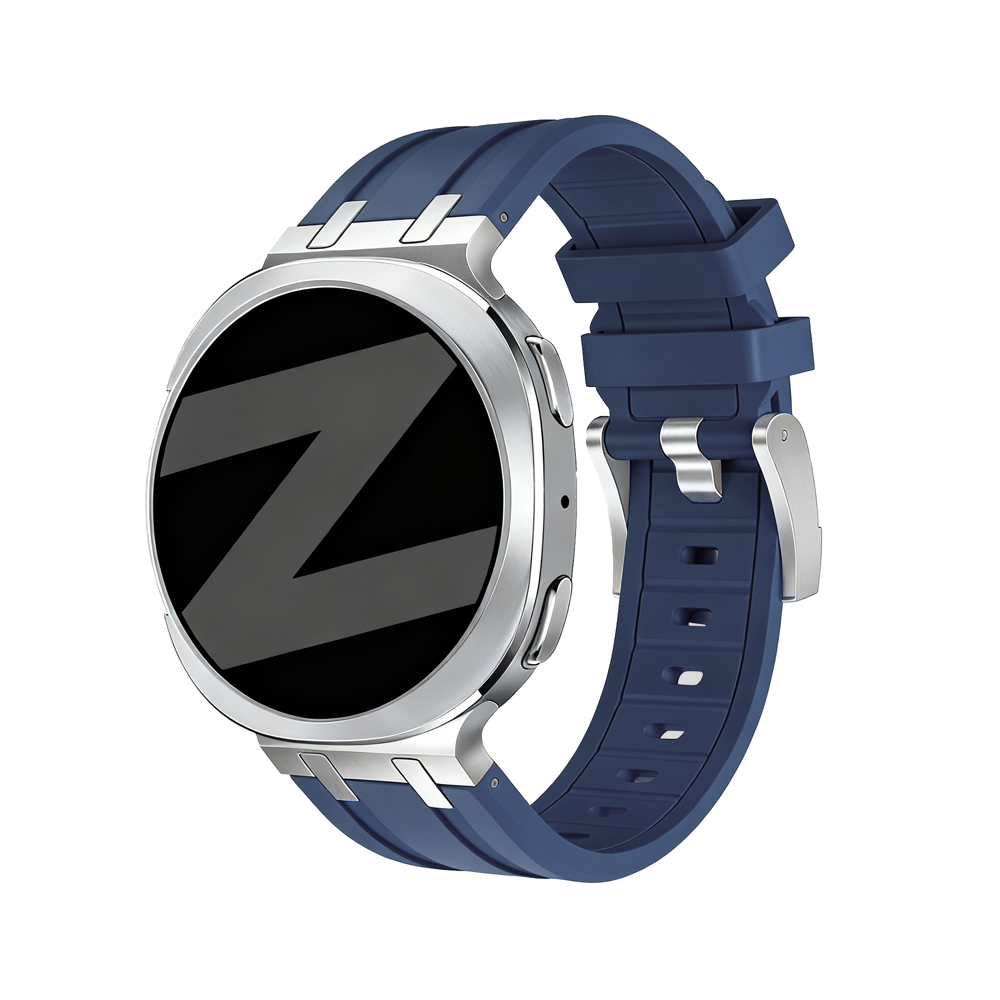 Bandz Samsung Galaxy Watch 8 - 44mm siliconen band 'Luxe Liquid' (donkerblauw)