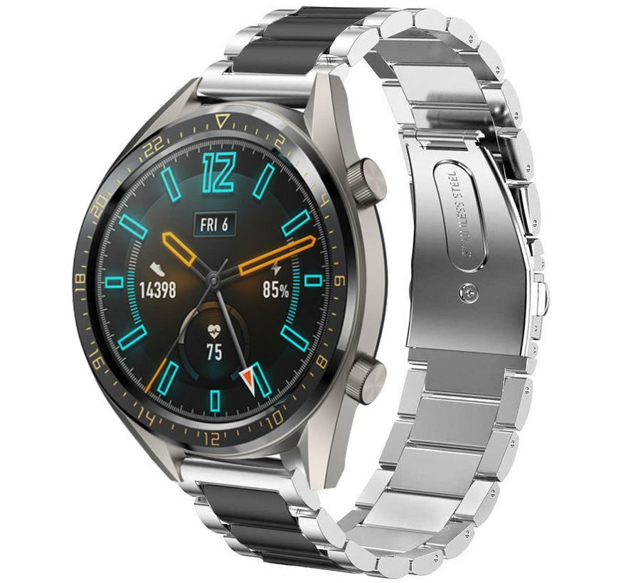 Huawei Watch GT 2 stalen band (zilver/zwart)