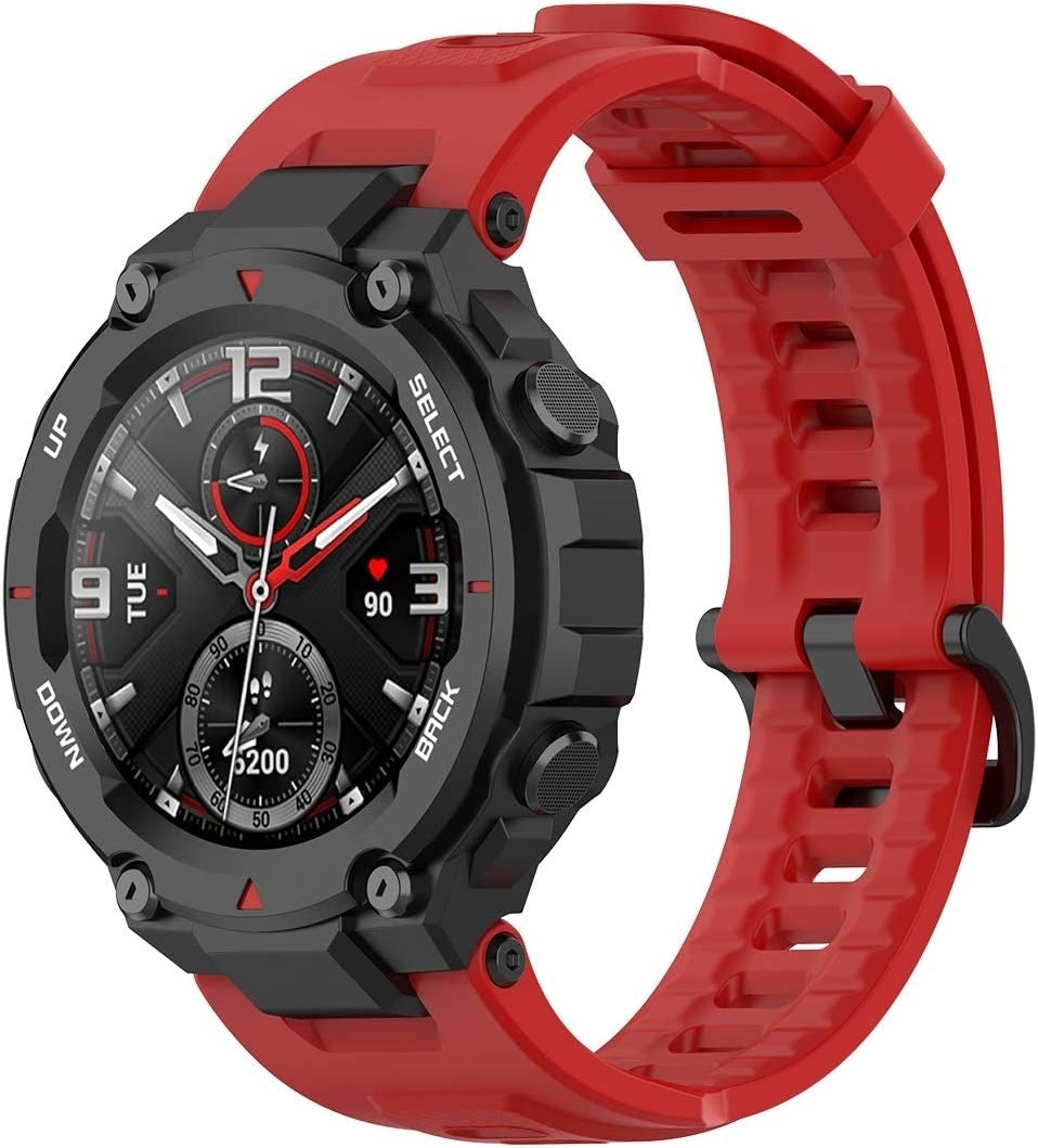 Siliconen Smartwatch bandje - Geschikt voor Amazfit T-Rex - Pro siliconen bandje - rood - Strap-it Horlogeband / Polsband / Armband