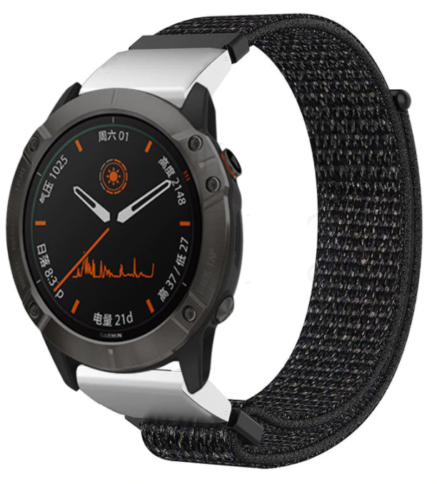 Garmin Fenix 5x / 6x nylon band (zwart)