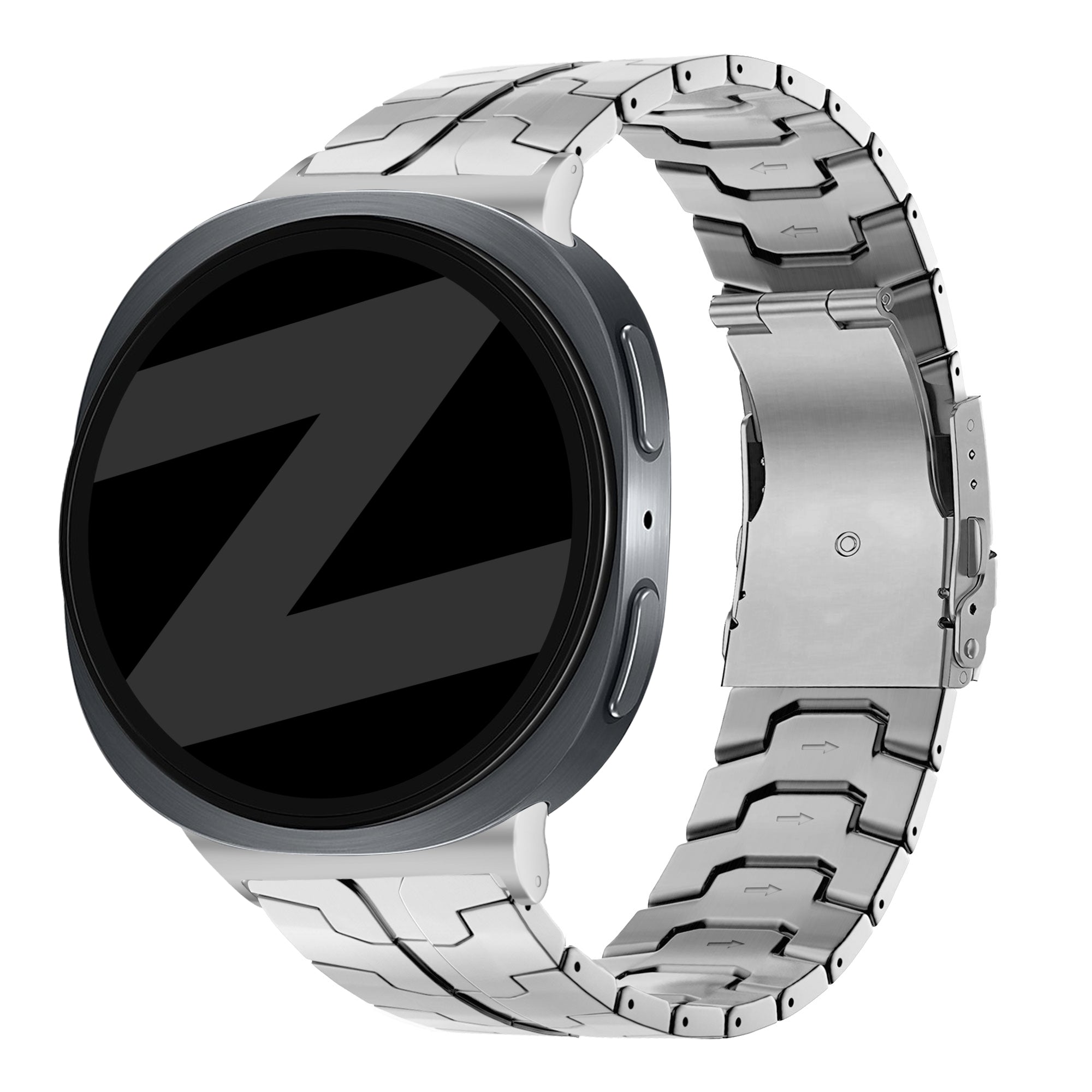 Bandz Samsung Galaxy Watch 8 - 44mm stalen band 'Iron' (zilver)