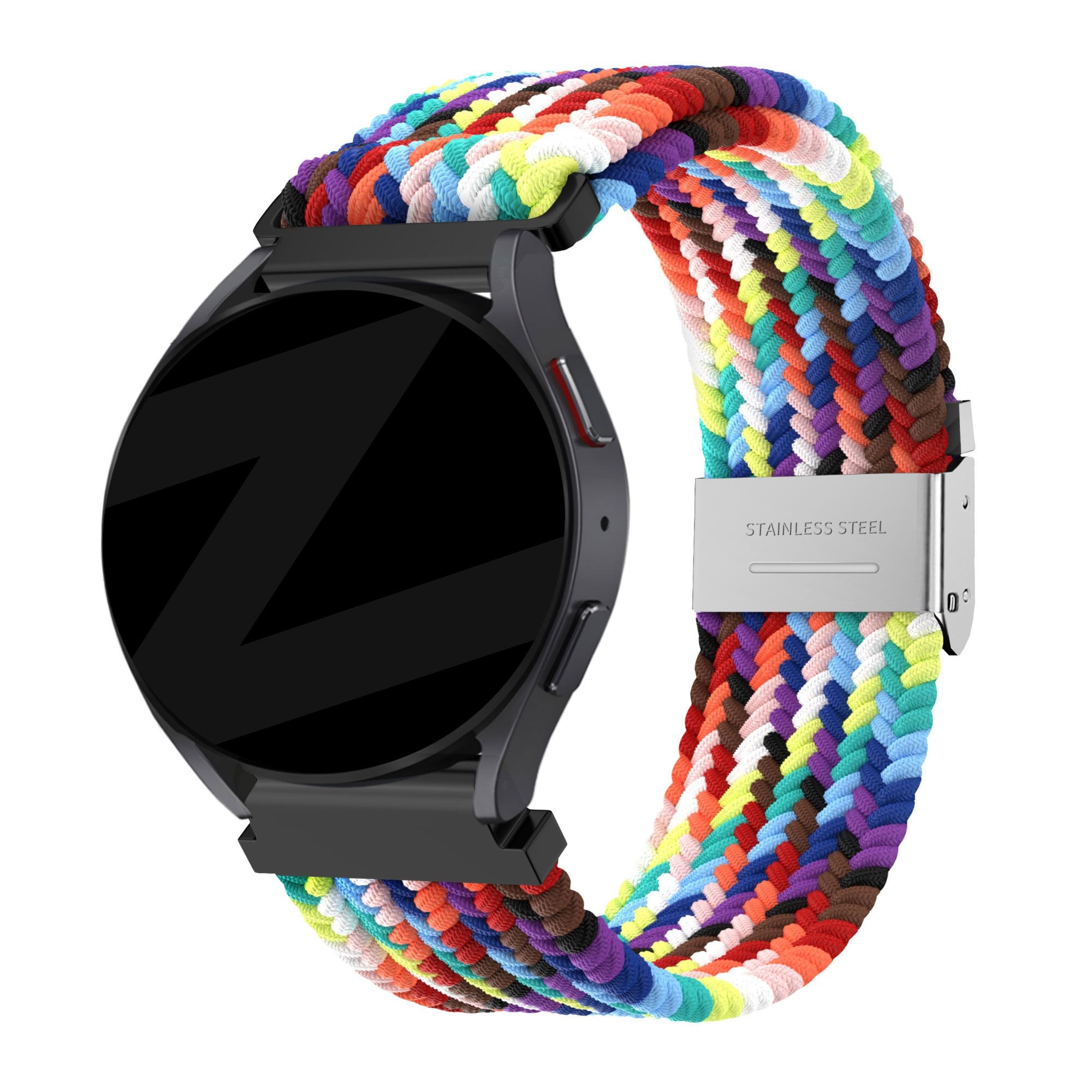 Bandz Garmin Forerunner 55 gevlochten nylon band (regenboog)