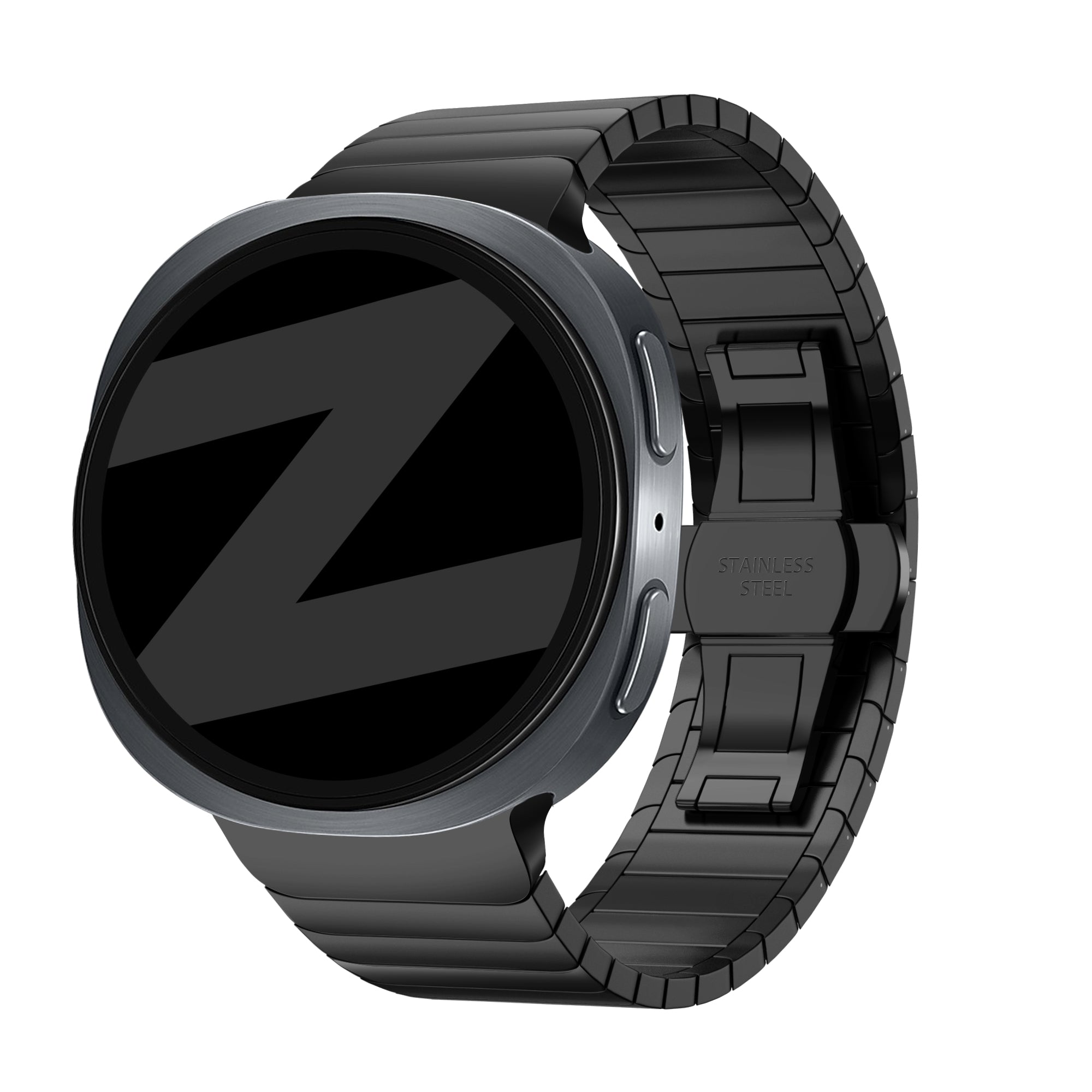 Bandz Samsung Galaxy Watch 8 - 44mm stalen band 'One Bead' (zwart)