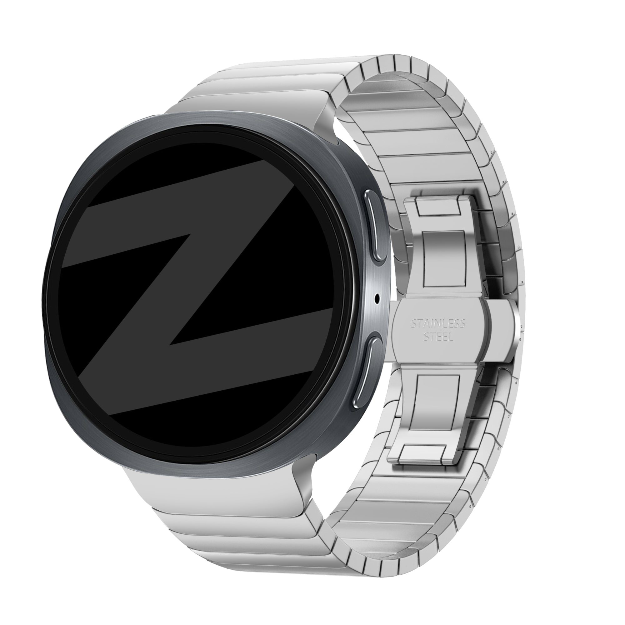 Bandz Samsung Galaxy Watch 8 - 44mm stalen band 'One Bead' (zilver)