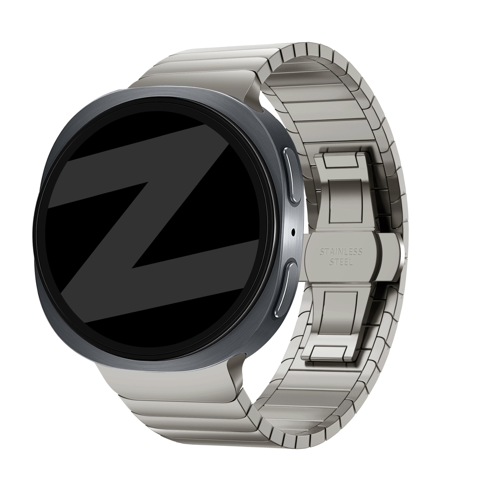 Bandz Samsung Galaxy Watch 8 - 44mm stalen band 'One Bead' (titanium)