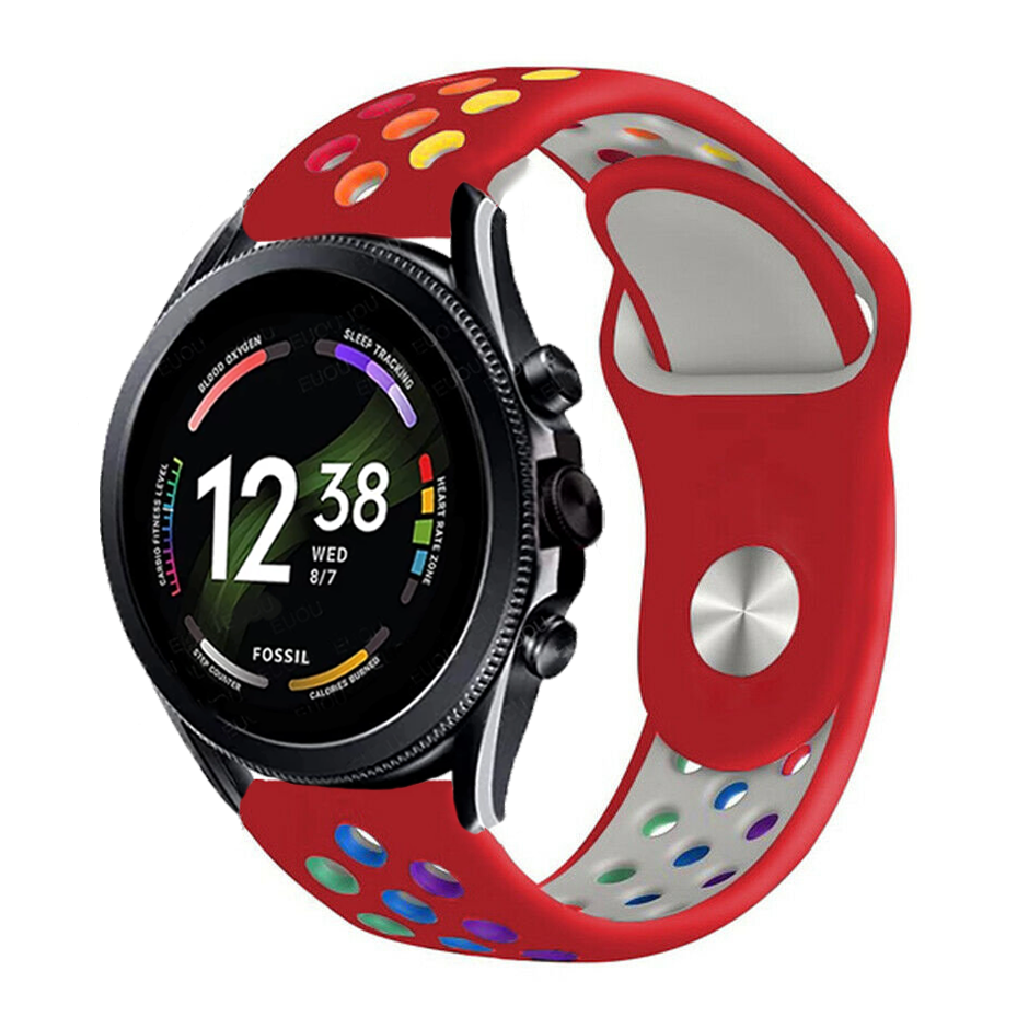 Fossil Gen 6 - 44mm sport band (rood kleurrijk)