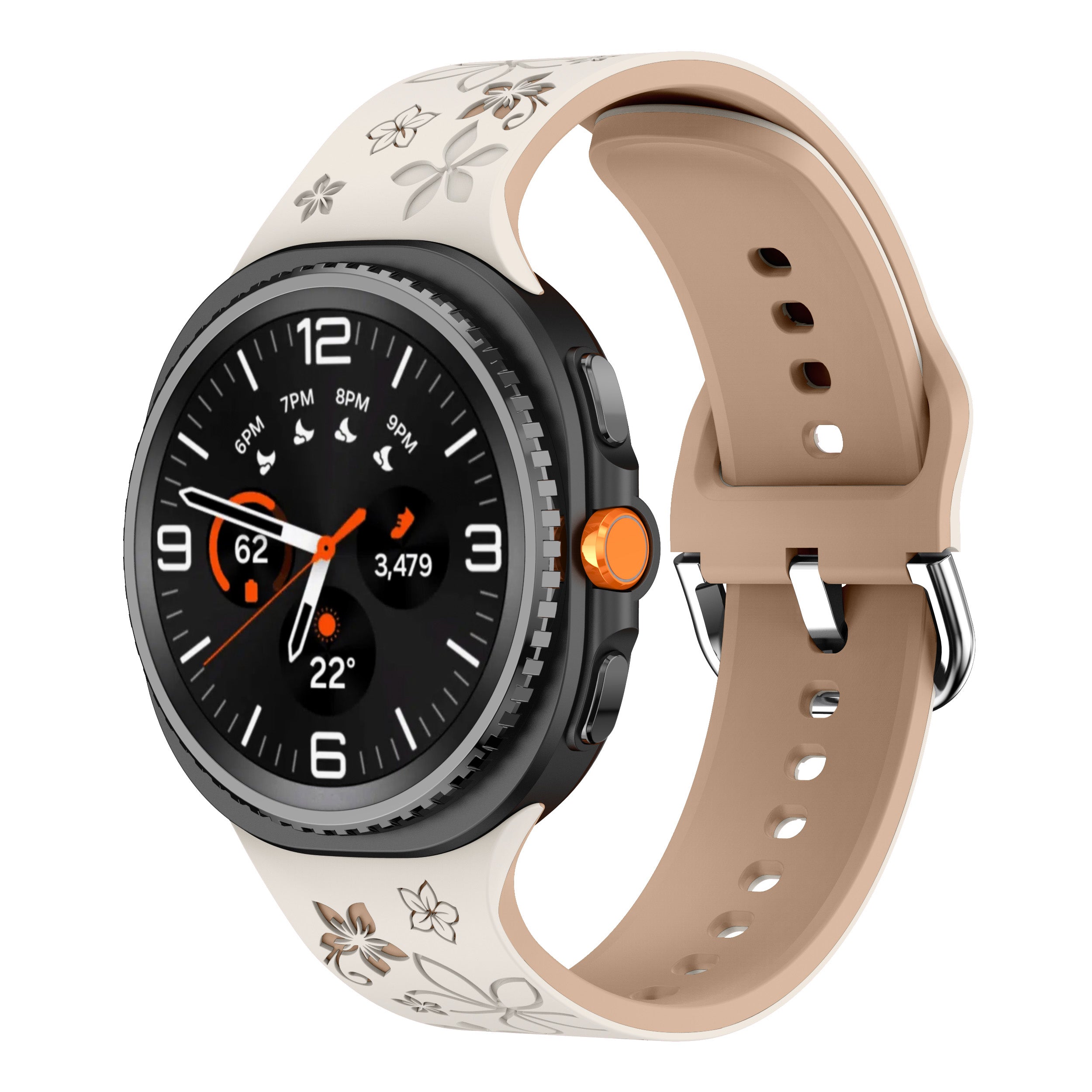 Samsung Galaxy Watch 8 Classic flower silicone band (sterrenlicht/beige)