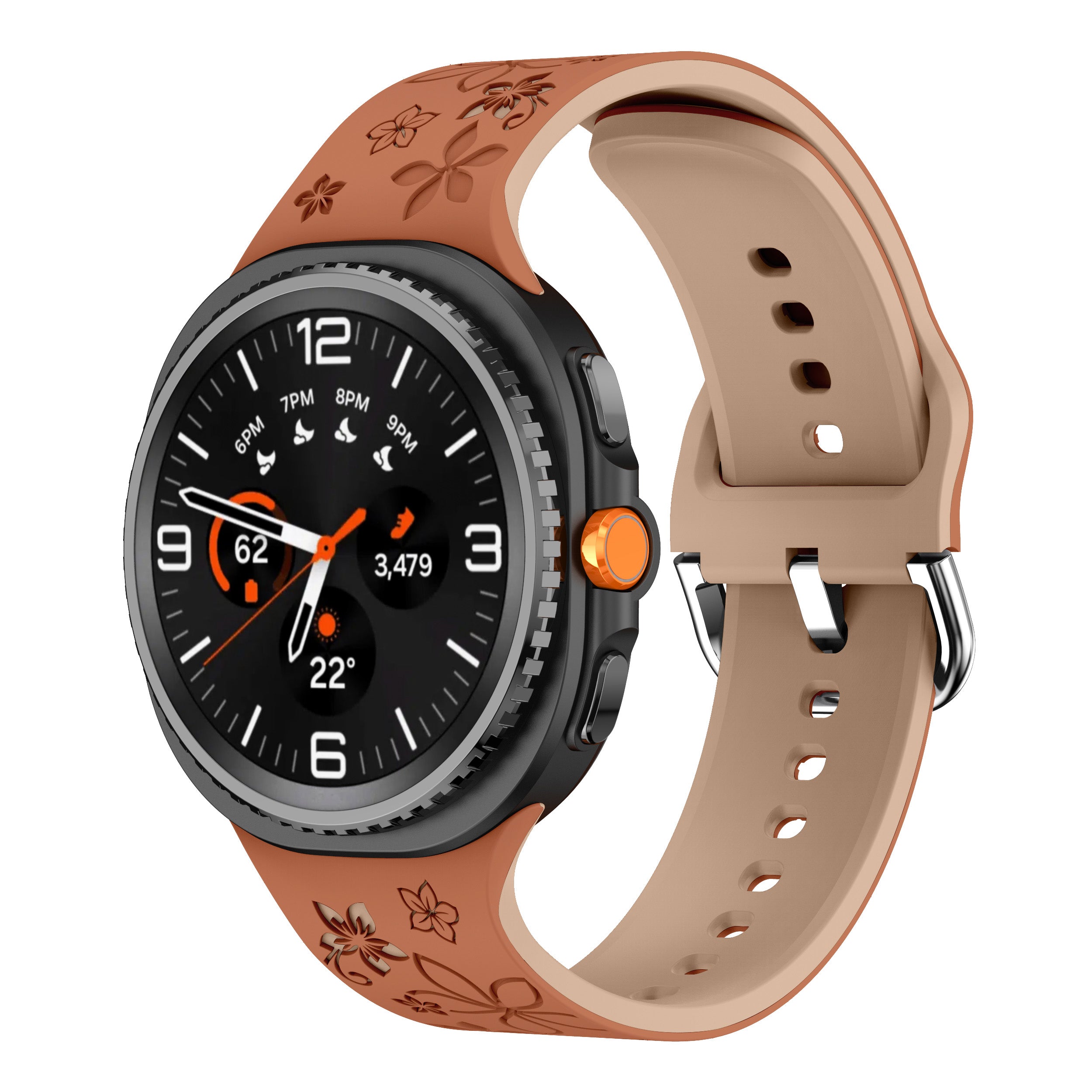Samsung Galaxy Watch 8 Classic flower silicone band (bruin/beige)