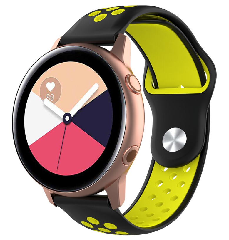 Samsung Galaxy Watch Active / Active 2 sport band (zwart/geel)