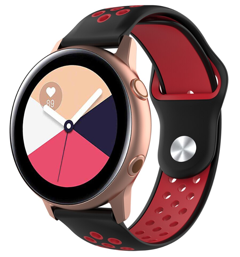Samsung Galaxy Watch Active / Active 2 sport band (zwart rood)