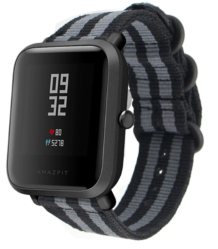 Xiaomi Amazfit Bip nylon gesp band (zwart/grijs)