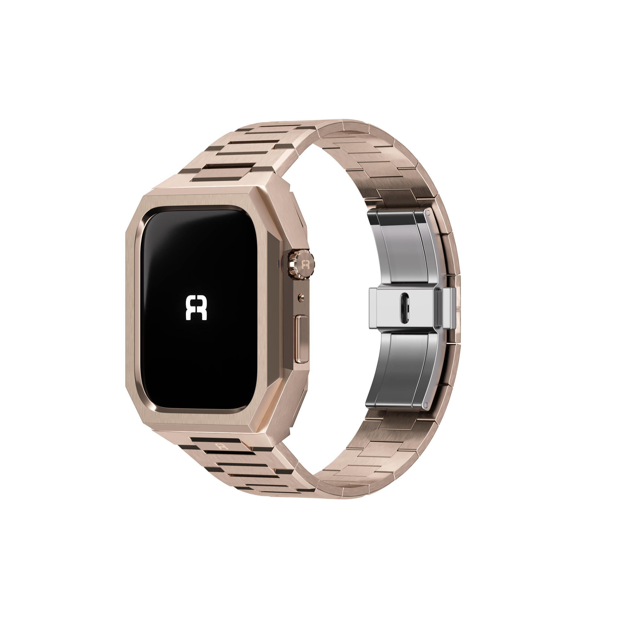 Reqior Apple Watch 45mm case met stalen band 'Nautilus' (roségoud)