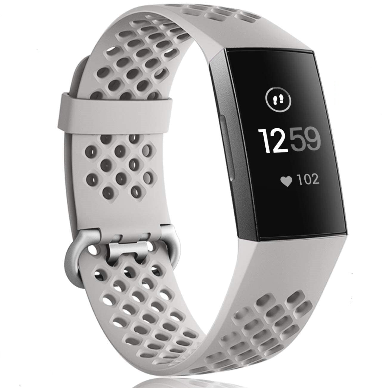 Fitbit Charge 3 /4 siliconen bandje met gaatjes (grijs)