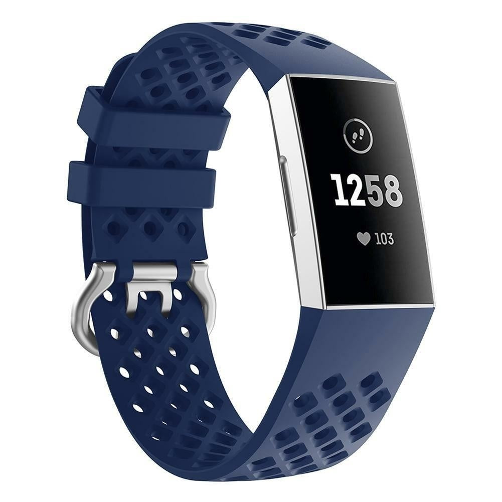 Fitbit Charge 3 siliconen bandje met gaatjes (donkerblauw)